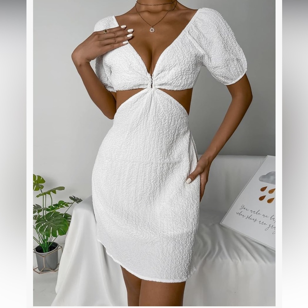 White cutout mini dress